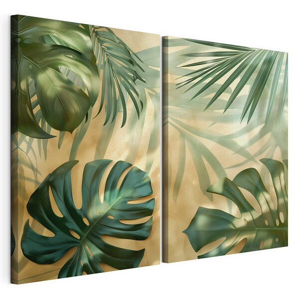 Modulaire canvasprint Collage van verschillende soorten bladeren
