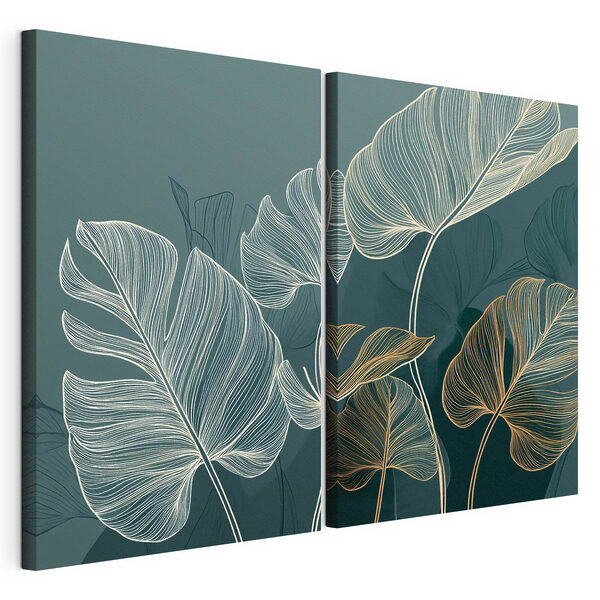 Speelse bladeren in zachte tinten Modulaire canvasprint Speelse bladeren in zachte tinten