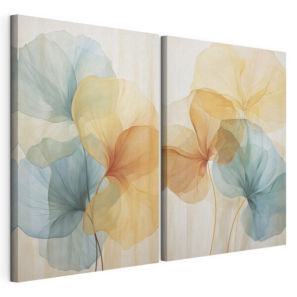 Modulaire canvasprint Fijne bloemblaadjes in zachte tinten