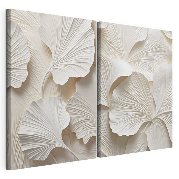 Modulaire canvasprint Fijne blaadjes in zachte tinten