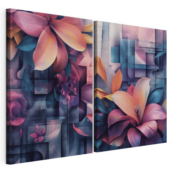 Bloemencollage Modulaire canvasprint Bloemencollage