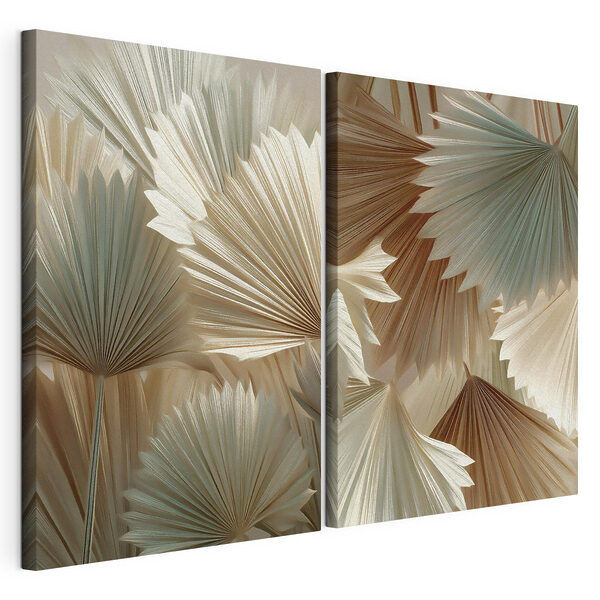 Modulaire canvasprint Collage van waaiervormige bladeren