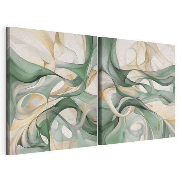 Modulaire canvasprint Dynamische golven in koele kleuren