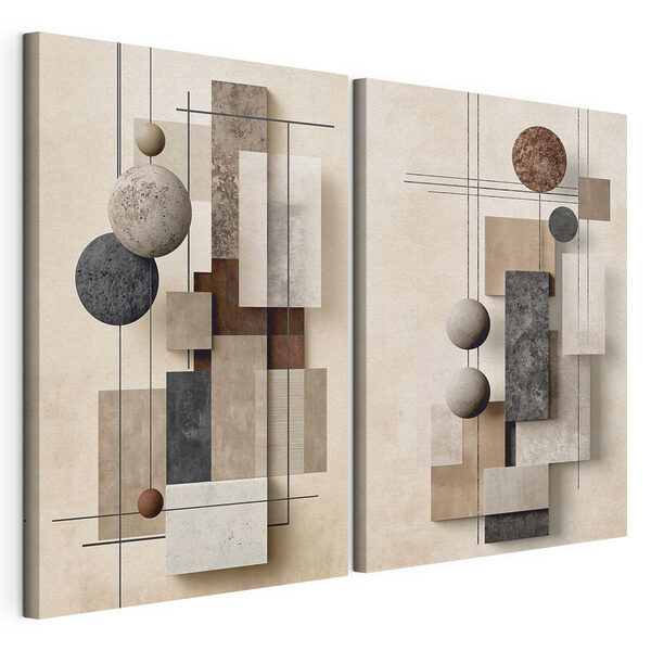 Collage van kunstwerken met verschillende vormen en kleuren Modulaire canvasprint Collage van kunstwerken met verschillende vormen en kleuren