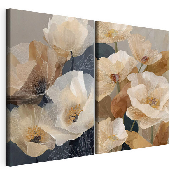 Bloemencollage Modulaire canvasprint Bloemencollage