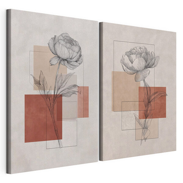 Modulaire canvasprint Tekening van een bloem