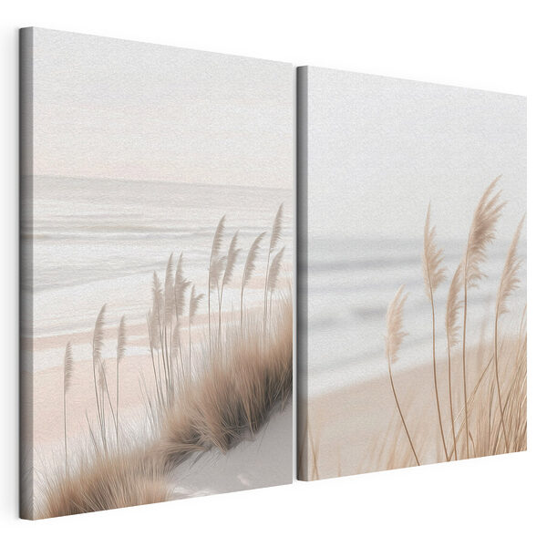 Modulaire canvasprint Zachte golven ontmoeten hoog gras