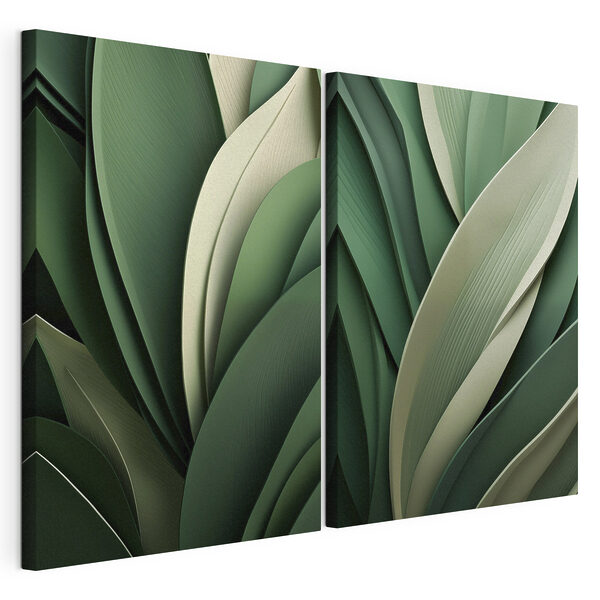 Elegante lagen van groene tinten Modulaire canvasprint Elegante lagen van groene tinten