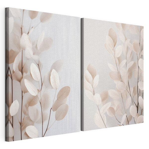Fijne blaadjes in zachte tinten Modulaire canvasprint Fijne blaadjes in zachte tinten