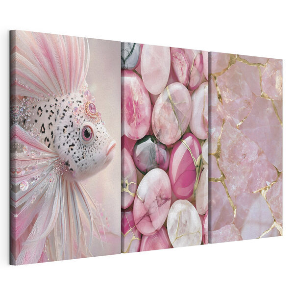 Collage van roze en witte stenen Modulaire canvasprint Collage van roze en witte stenen
