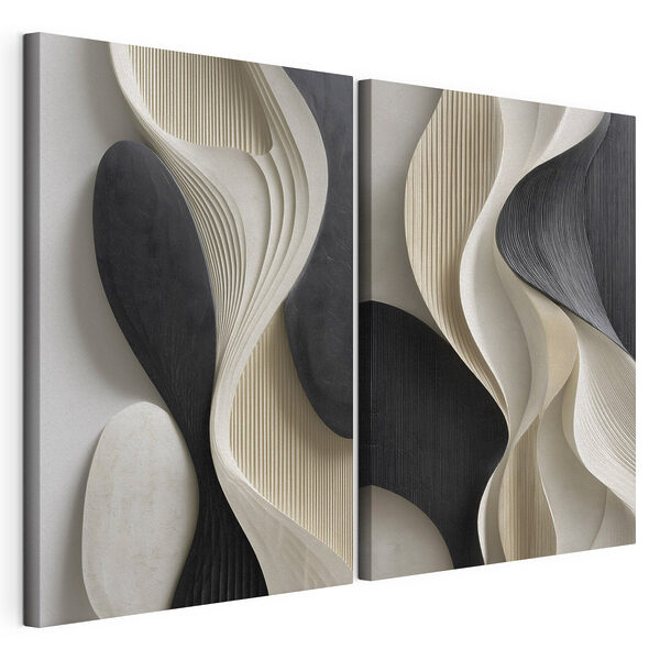 Beeldhouwkundige vormen in contrasterende kleuren Modulaire canvasprint Beeldhouwkundige vormen in contrasterende kleuren