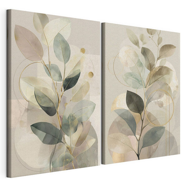 Fijn bladwerk in zachte tinten Modulaire canvasprint Fijn bladwerk in zachte tinten