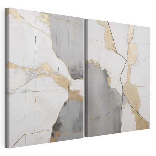 Modulaire canvasprint Textuurcontrasten in ingetogen tinten