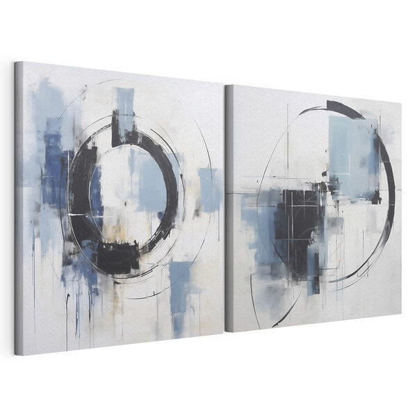 Twee schilderijen van een cirkel Modulaire canvasprint Twee schilderijen van een cirkel