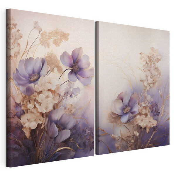 Modulaire canvasprint Verfijnde bloemen in zachte tinten