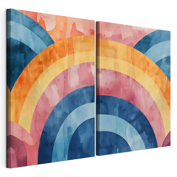 Modulaire canvasprint Kleurrijke aquarel met cirkels