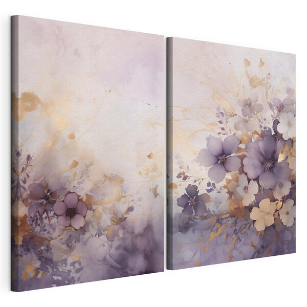 Modulaire canvasprint Schilderij van bloemen op een witte achtergrond