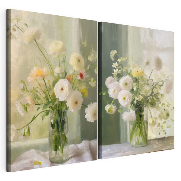 Modulaire canvasprint Collage van bloemen in een vaas
