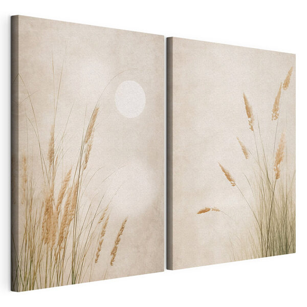 Zachte grassen die in de wind wuiven Modulaire canvasprint Zachte grassen die in de wind wuiven