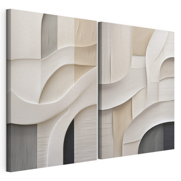 Vloeiende vormen in zachte, neutrale tinten Modulaire canvasprint Vloeiende vormen in zachte, neutrale tinten