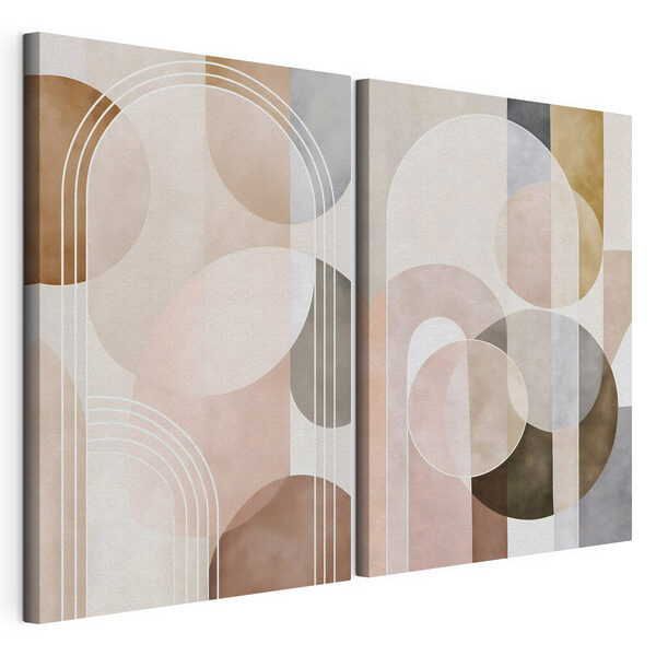 Abstracte vormen in een zacht kleurenpalet Modulaire canvasprint Abstracte vormen in een zacht kleurenpalet
