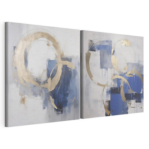 Dynamische cirkels in koele tinten Modulaire canvasprint Dynamische cirkels in koele tinten