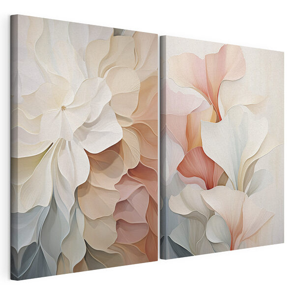 Zachte bloemblaadjes in rustgevende kleuren Modulaire canvasprint Zachte bloemblaadjes in rustgevende kleuren