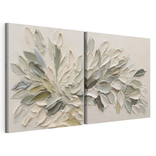 Modulaire canvasprint Zachte tinten gaan op in het bladmotief