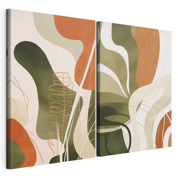 Abstracte vormen in aardetinten Modulaire canvasprint Abstracte vormen in aardetinten
