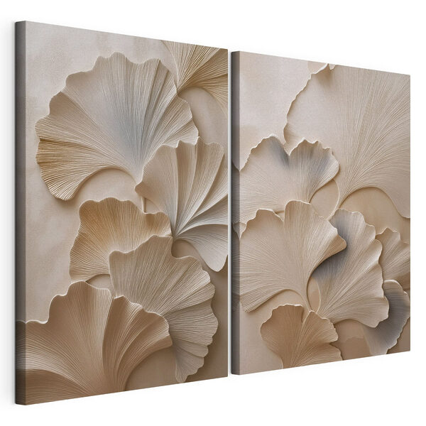 Fijne ginkgobladeren in zachte tinten Modulaire canvasprint Fijne ginkgobladeren in zachte tinten