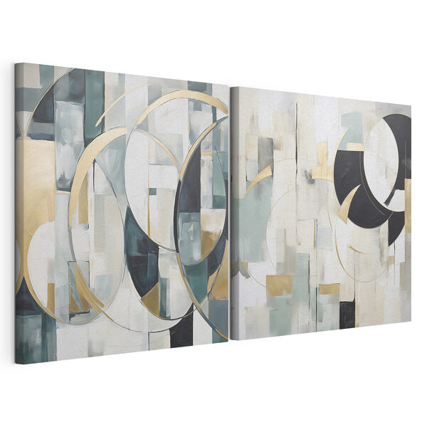 Twee schilderijen in verschillende kleuren Modulaire canvasprint Twee schilderijen in verschillende kleuren