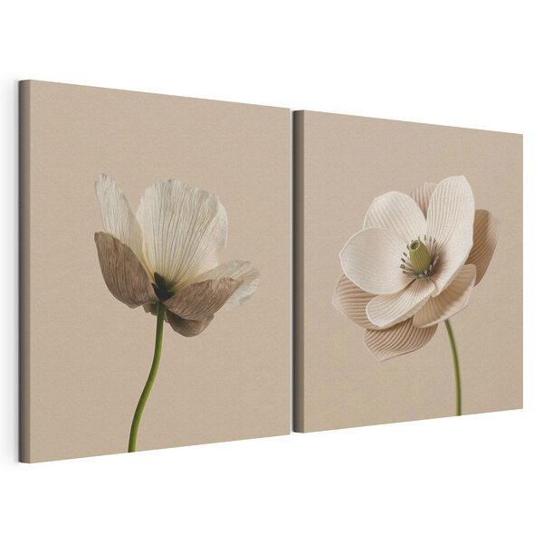 Elegante bloemen in zachte tinten Modulaire canvasprint Elegante bloemen in zachte tinten