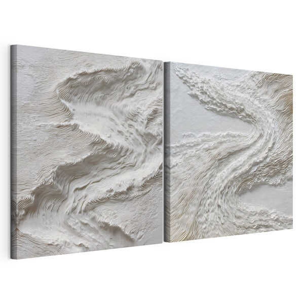Modulaire canvasprint Wit en grijs oppervlak met golvende lijnen