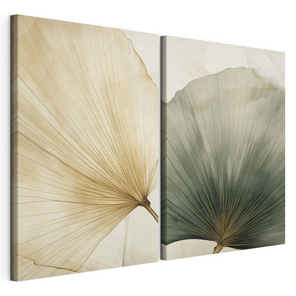 Fijne blaadjes in zachte tinten Modulaire canvasprint Fijne blaadjes in zachte tinten