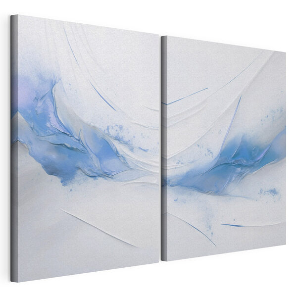 Collage van blauwe en witte verf Modulaire canvasprint Collage van blauwe en witte verf