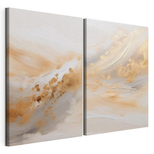 Abstracte golven in zachte tinten Modulaire canvasprint Abstracte golven in zachte tinten