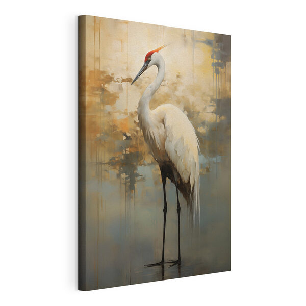 Canvas Schilderijen Witte vogel met lange poten en een lange snavel