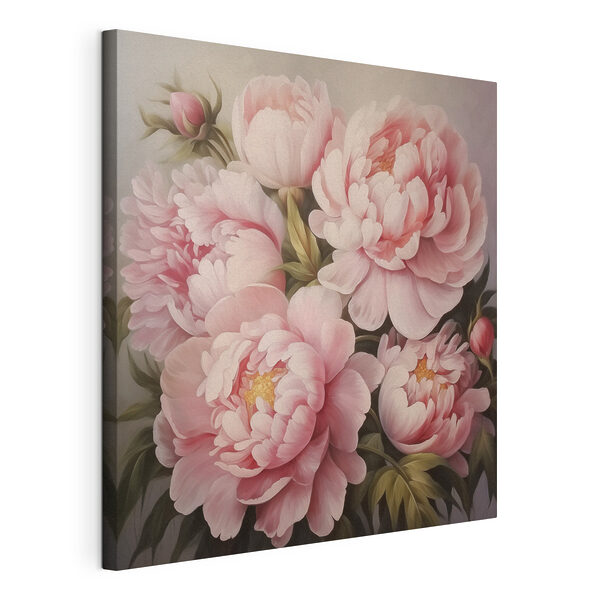 Schilderij van roze bloemen Canvas Schilderijen Schilderij van roze bloemen
