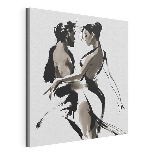 Canvas Schilderijen Een man en een vrouw die dansen