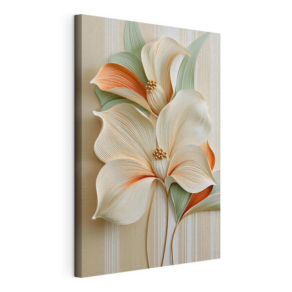 - Elegant bloemmotief in zachte tinten Canvas Schilderijen - Elegant bloemmotief in zachte tinten