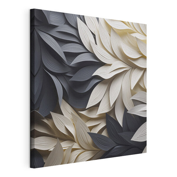 Zwart-witte bladeren Canvas Schilderijen Zwart-witte bladeren