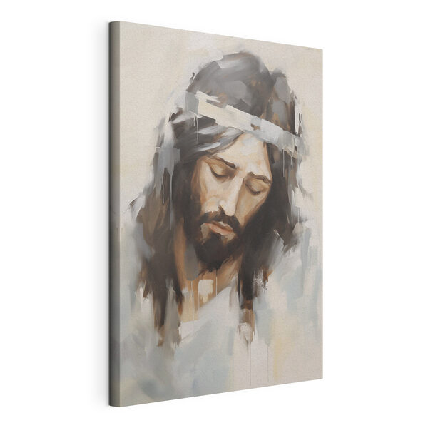 Schilderij van een man met een kruis op zijn hoofd Canvas Schilderijen Schilderij van een man met een kruis op zijn hoofd