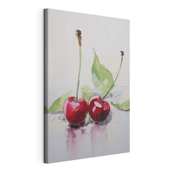 Schilderij van kersen met bladeren Canvas Schilderijen Schilderij van kersen met bladeren