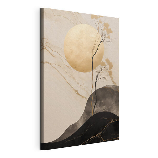 Schilderij van een boom en een cirkel Canvas Schilderijen Schilderij van een boom en een cirkel