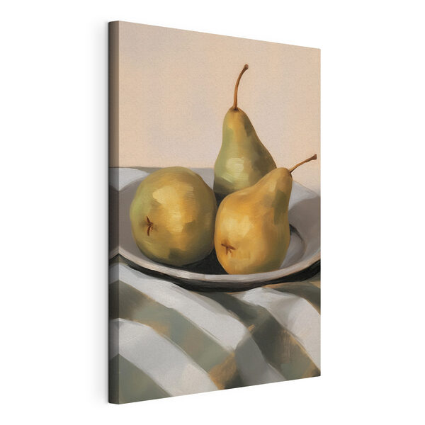 Een schaal met peren op een tafel Canvas Schilderijen Een schaal met peren op een tafel