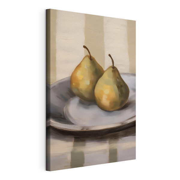 Canvas Schilderijen Twee peren op een bord