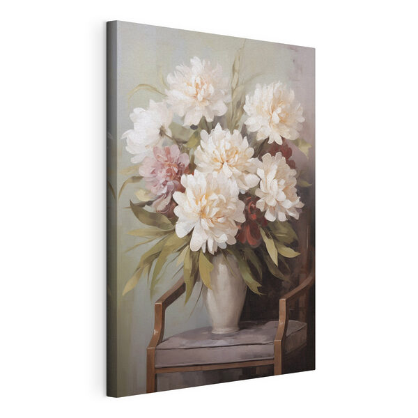 Schilderij van bloemen in een vaas Canvas Schilderijen Schilderij van bloemen in een vaas