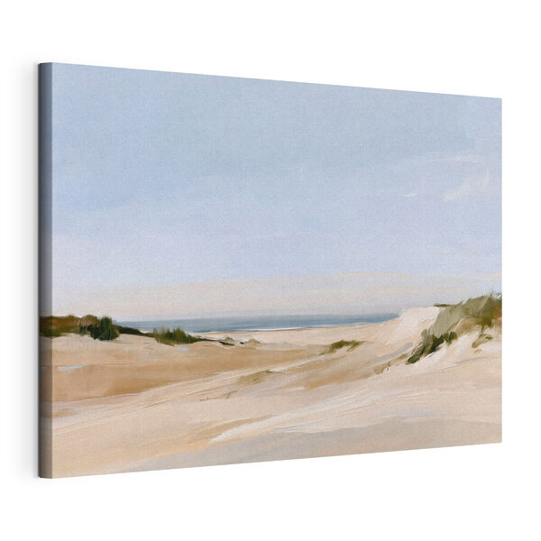 Canvas Schilderijen Zandstrand met zandduinen en gras