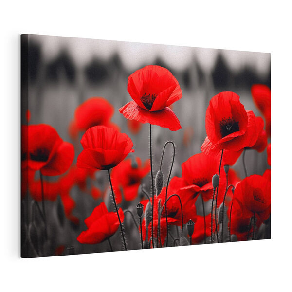 Groep rode bloemen Canvas Schilderijen Groep rode bloemen