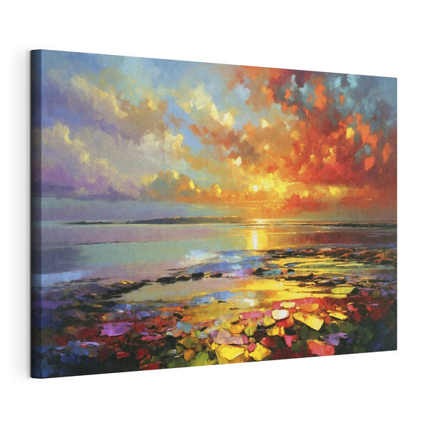 Canvas Schilderijen Kleurrijke lucht boven het water